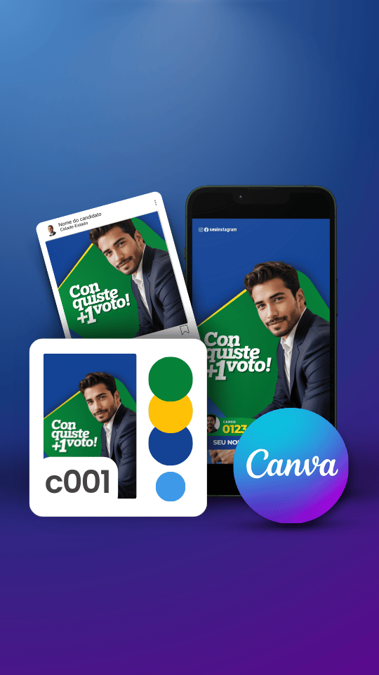 Kit Político Pack Campanha Politica Eleitoral de Design no Canva Templates para Impressos Verde, Azul e Amarelo