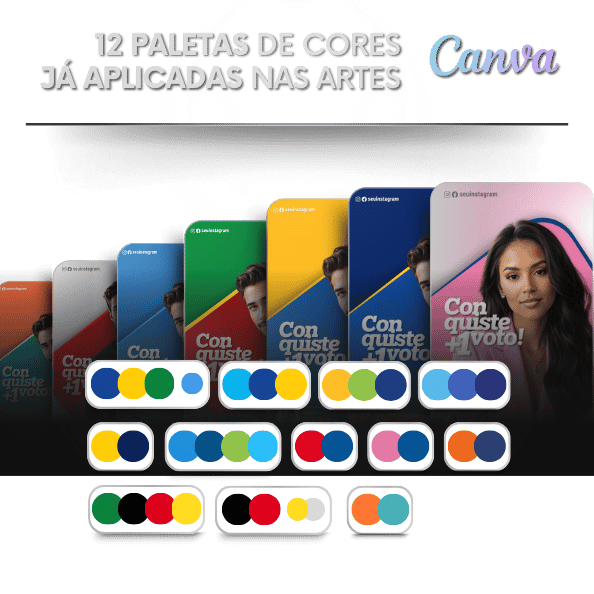 Kit Político Pack de Design no Canva e Segundo Cerebro Notion Para Campanhas Eleitorais e Políticas-Paletas de cores