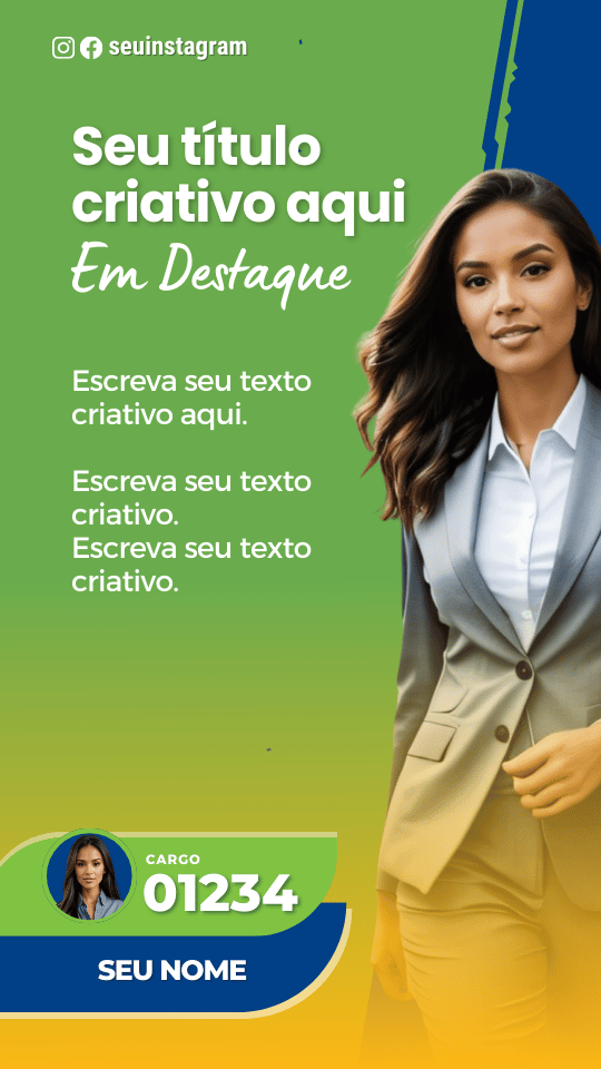Kit Político Pack Campanha Politica Eleitoral de Design no Canva Templates para Redes Sociais Verde, Azul e Amarelo PSD
