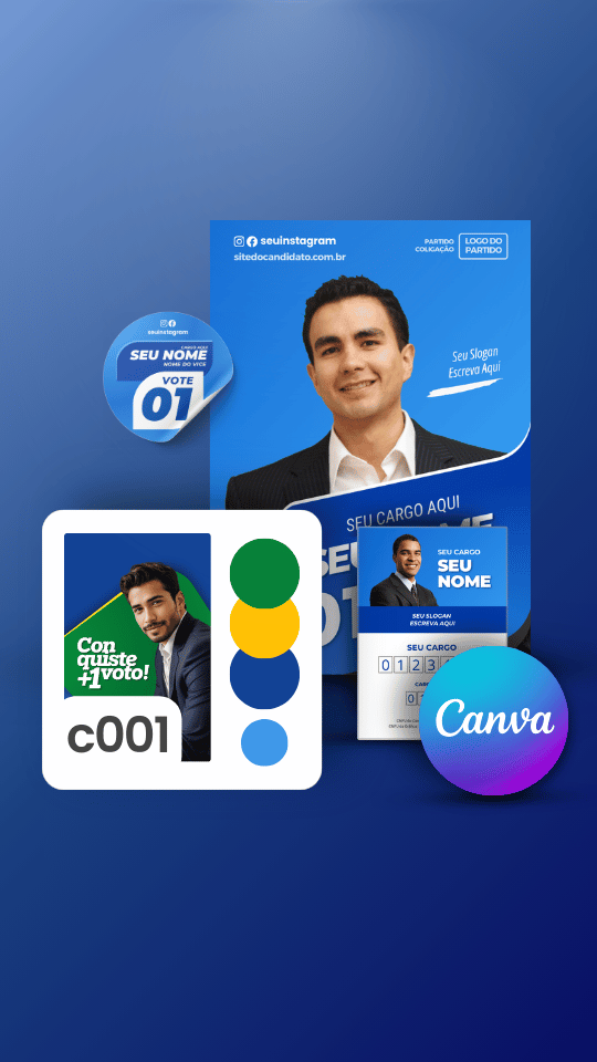 Pack Campanha Eleitoral Artes Impresso para Grafica no Canva Templates Kit Político