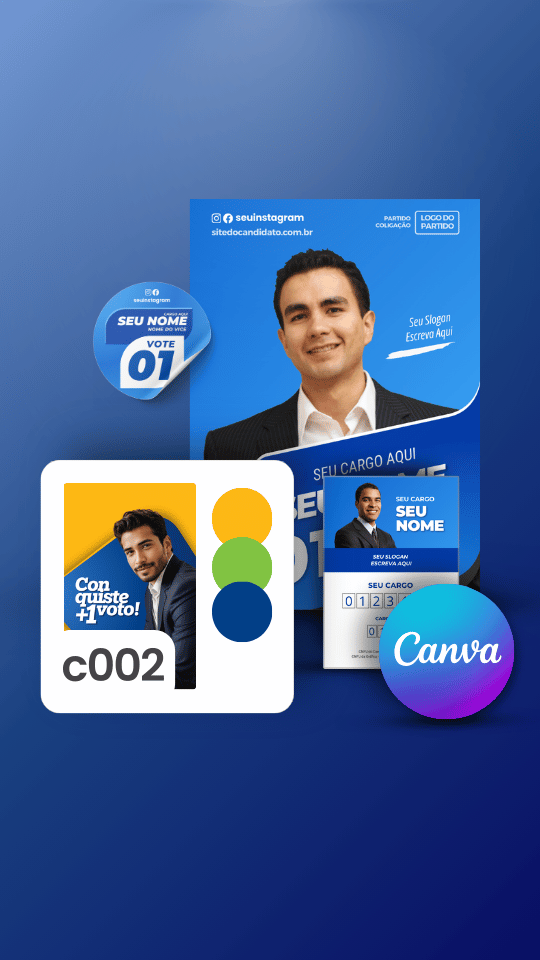 Pack Campanha Eleitoral Artes Impresso para Grafica no Canva Templates Kit Político