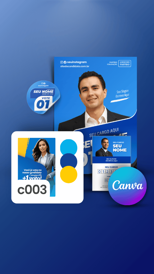 Pack Campanha Eleitoral Artes Impresso para Grafica no Canva Templates Kit Político