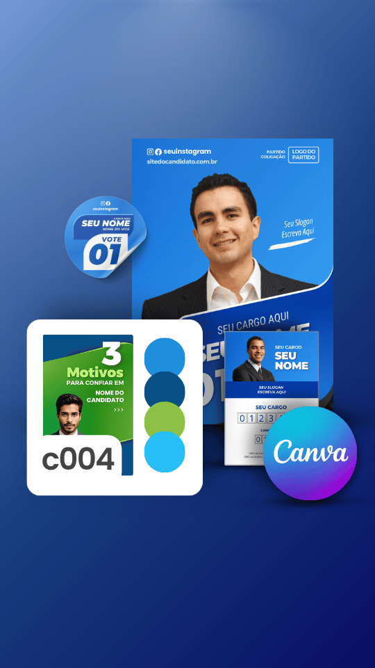 Pack Campanha Eleitoral Artes Impresso para Grafica no Canva Templates Kit Político