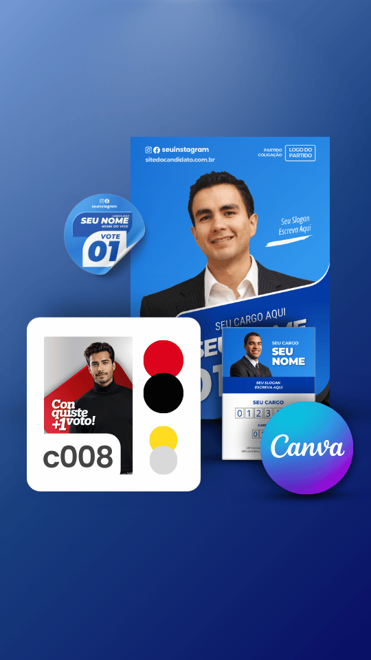 Pack Campanha Eleitoral Artes Impresso para Grafica no Canva Templates Kit Político