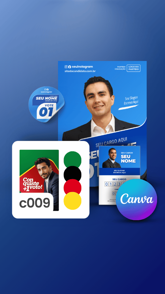 Pack Campanha Eleitoral Artes Impresso para Grafica no Canva Templates Kit Político