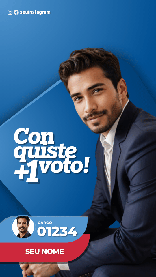 Pack Campanha Politica Eleitoral Design Completo Canva Criativos Instagram e Facebook KitPolitico Vermelho e Azul