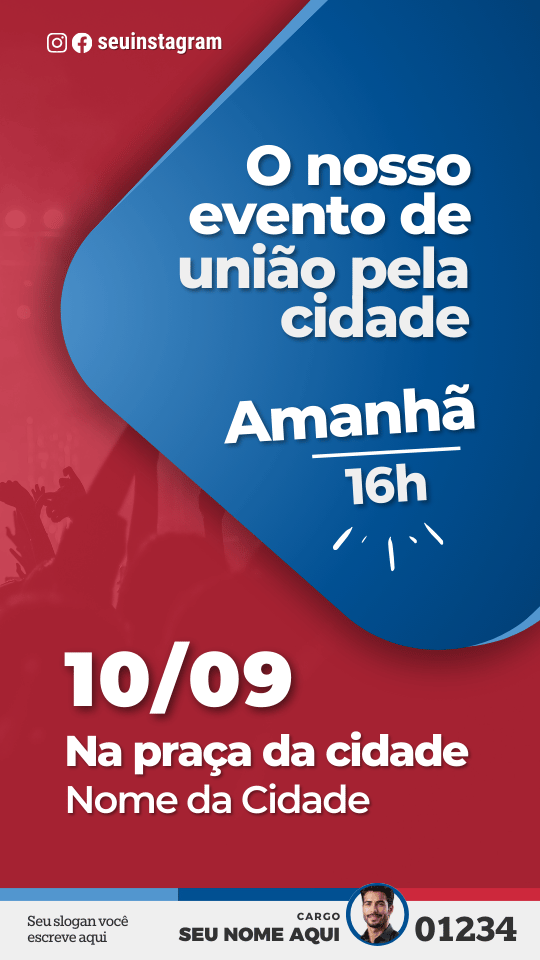 Pack Campanha Politica Eleitoral Design Completo Canva Criativos Instagram e Facebook KitPolitico Vermelho e Azul