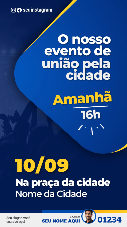 Pack Campanha Politica Eleitoral Design no Canva Templates para Redes Sociais Instagram Reels Kit Político Partido Azul e Amarelo