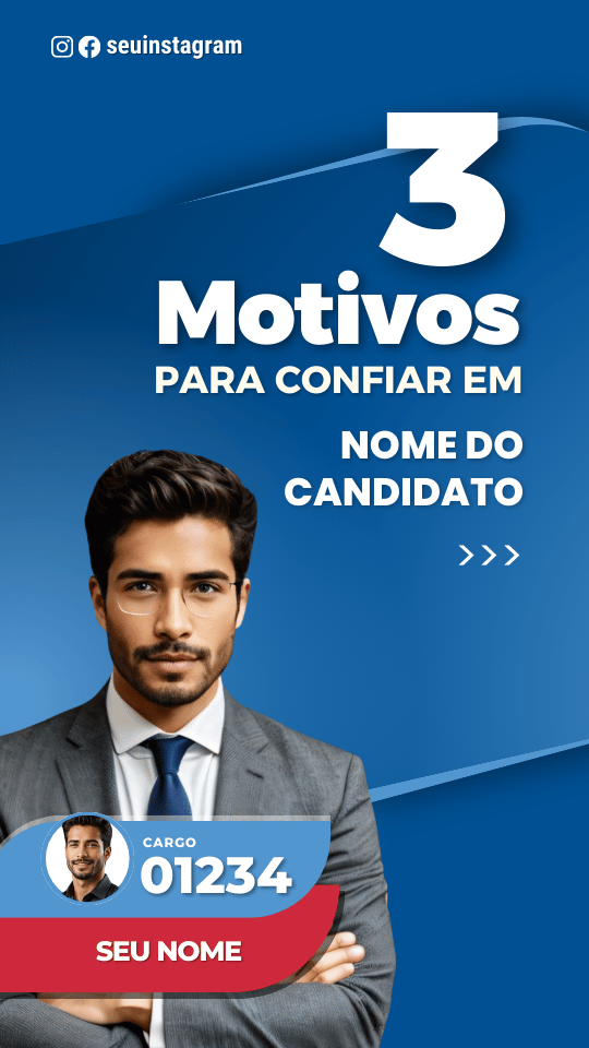 Pack Campanha Politica Eleitoral Design Completo Canva Criativos Instagram e Facebook KitPolitico Vermelho e Azul