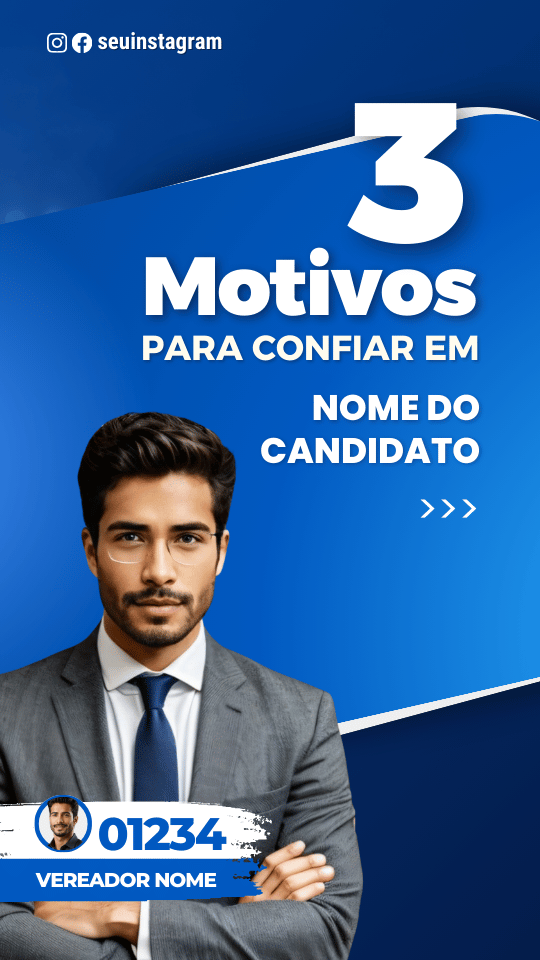 Pack Campanha Politica Eleitoral Design Completo Canva Criativos Instagram e Facebook KitPolitico Azuis e Branco Progressistas