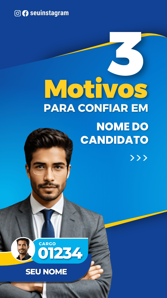 Kit Político Pack Campanha Politica Eleitoral de Design no Canva Templates para Redes Sociais, Azul e Amarelo Uniao Brasil