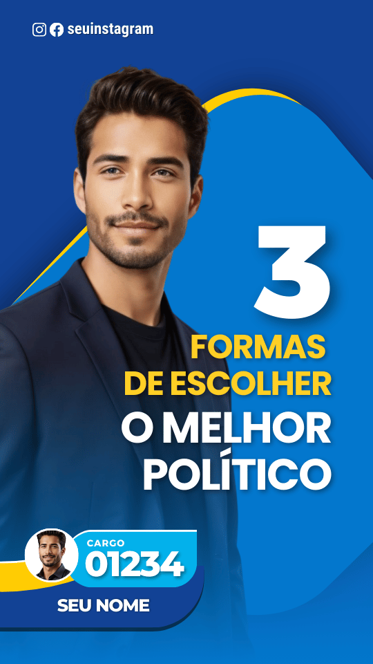 Kit Político Pack Campanha Politica Eleitoral de Design no Canva Templates para Redes Sociais, Azul e Amarelo Uniao Brasil