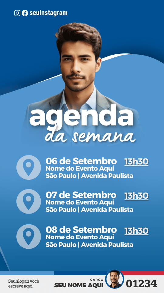 Pack Campanha Politica Eleitoral Design Completo Canva Criativos Instagram e Facebook KitPolitico Vermelho e Azul