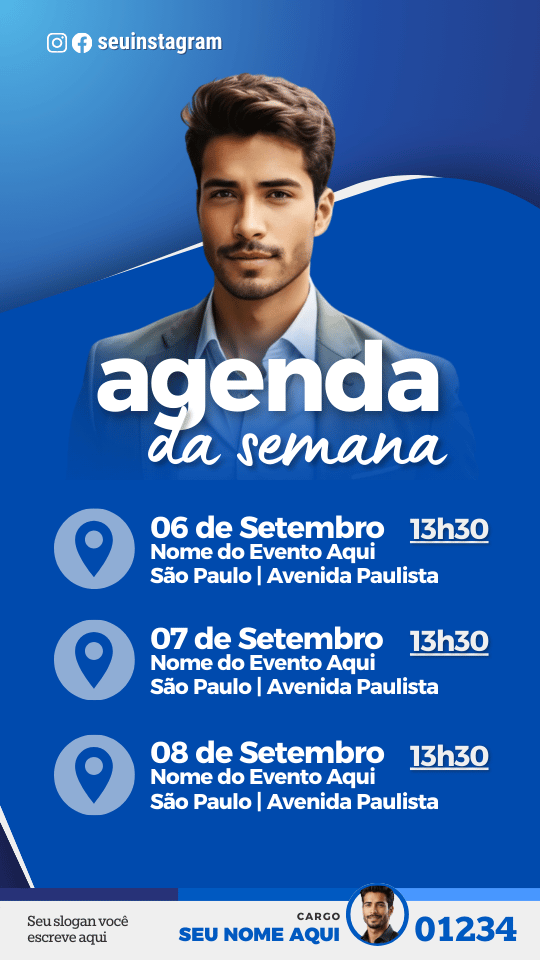 Pack Campanha Politica Eleitoral Design Completo Canva Criativos Instagram e Facebook KitPolitico Azuis e Branco Progressistas