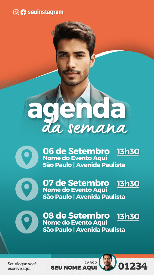 Pack Campanha Politica Eleitoral Design no Canva Templates para Redes Sociais Instagram Reels Kit Político Partido Pros Laranja e Verde Turquesa