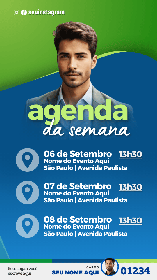 Pack Campanha Politica Eleitoral Design Completo Canva Criativos Instagram e Facebook KitPolitico Verde e Azuis Democratas