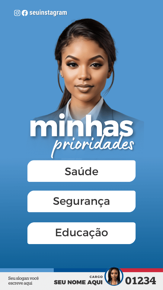 Pack Campanha Politica Eleitoral Design Completo Canva Criativos Instagram e Facebook KitPolitico Vermelho e Azul
