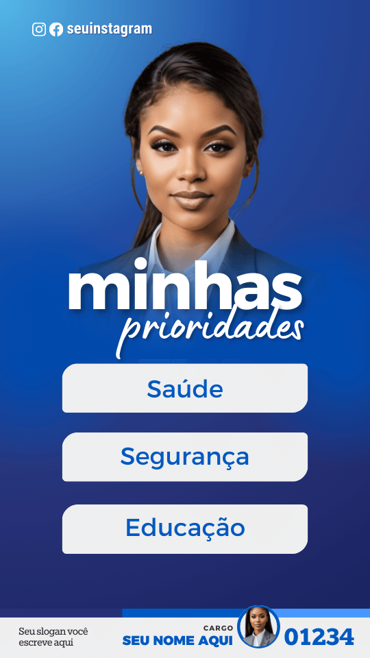 Pack Campanha Politica Eleitoral Design Completo Canva Criativos Instagram e Facebook KitPolitico Azuis e Branco Progressistas