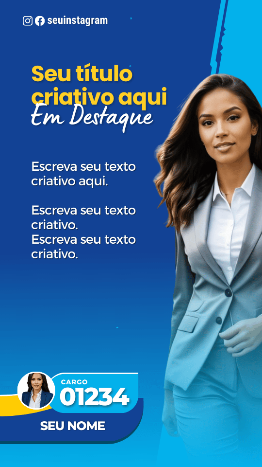 Kit Político Pack Campanha Politica Eleitoral de Design no Canva Templates para Redes Sociais, Azul e Amarelo Uniao Brasil