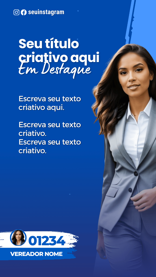 Pack Campanha Politica Eleitoral Design Completo Canva Criativos Instagram e Facebook KitPolitico Azuis e Branco Progressistas