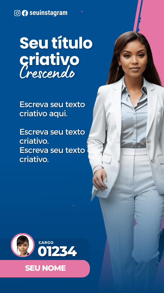 Pack Campanha Politica Eleitoral Design Completo Canva Criativos Instagram e Facebook KitPolitico Partidos de Mulherer PLMulher Democratas Mulher PRTB Mulher Rosa e Azul