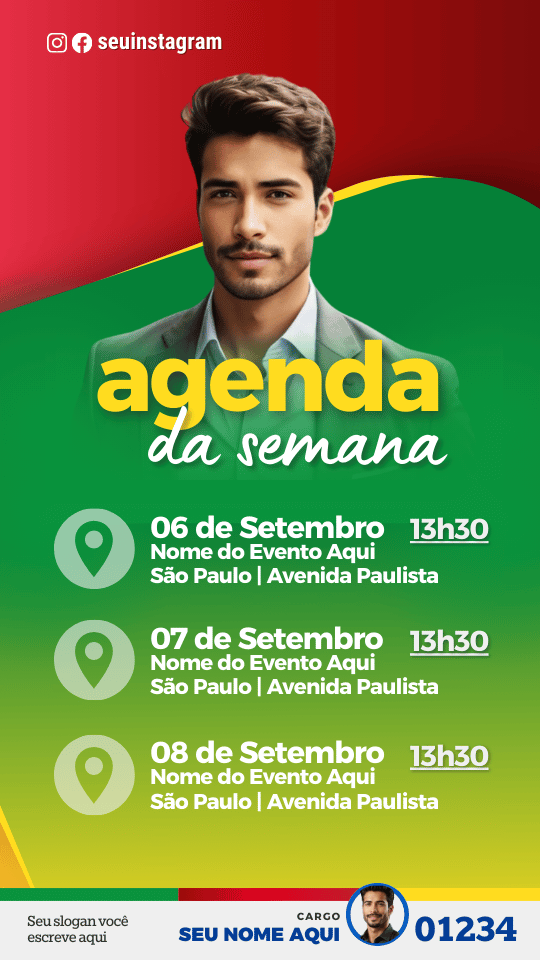 Pack Campanha Politica Eleitoral Design no Canva Templates para Redes Sociais Instagram Reels Kit Político MDB Verde Preto Vermelho e Amarelo