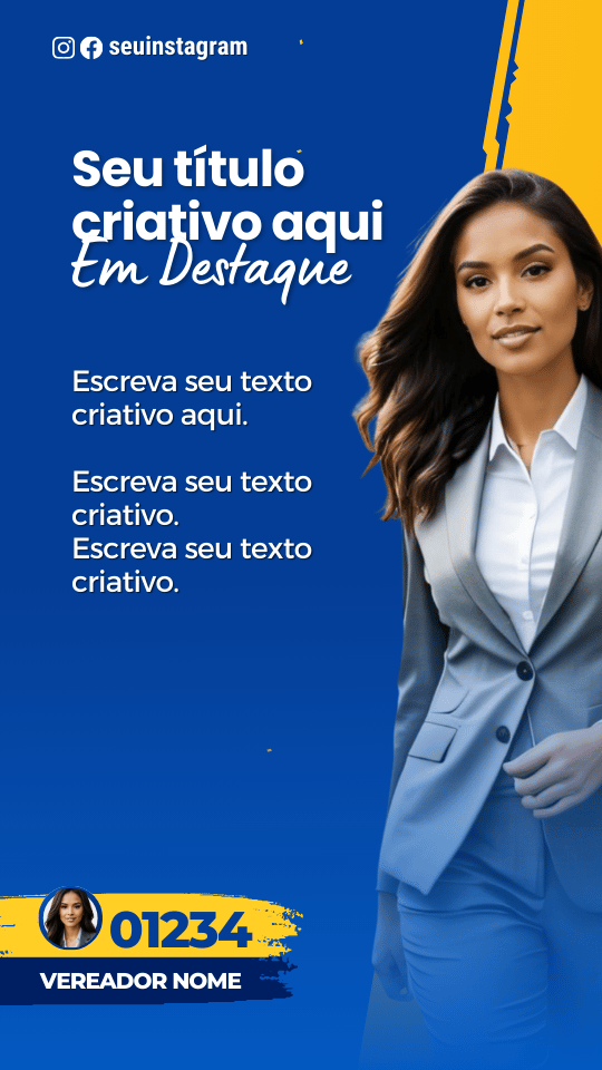 Pack Campanha Politica Eleitoral Design no Canva Templates para Redes Sociais Instagram Reels Kit Político Partido Azul e Amarelo