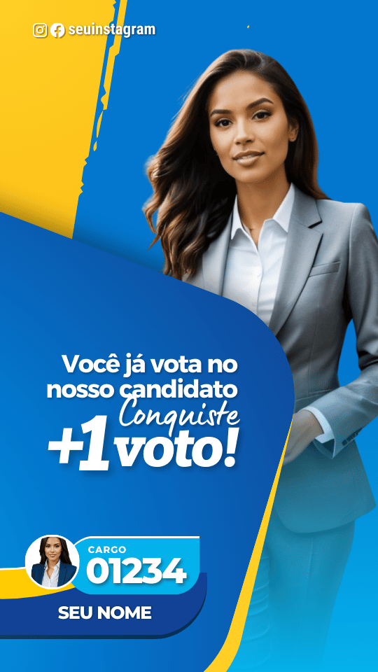Kit Político Pack Campanha Politica Eleitoral de Design no Canva Templates para Redes Sociais, Azul e Amarelo Uniao Brasil