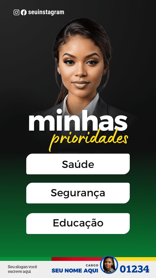 Pack Campanha Politica Eleitoral Design no Canva Templates para Redes Sociais Instagram Reels Kit Político MDB Verde Preto Vermelho e Amarelo