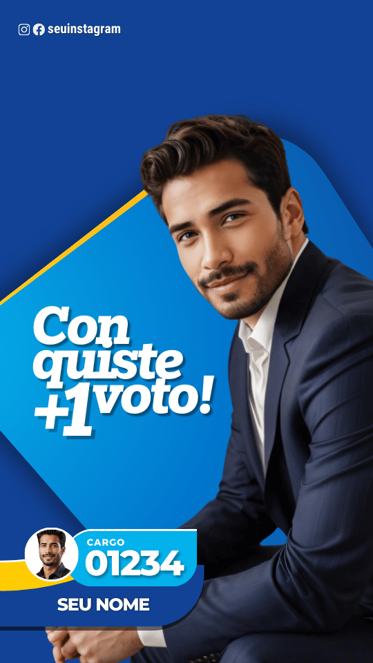 Kit Político Pack Campanha Politica Eleitoral de Design no Canva Templates para Redes Sociais, Azul e Amarelo Uniao Brasil