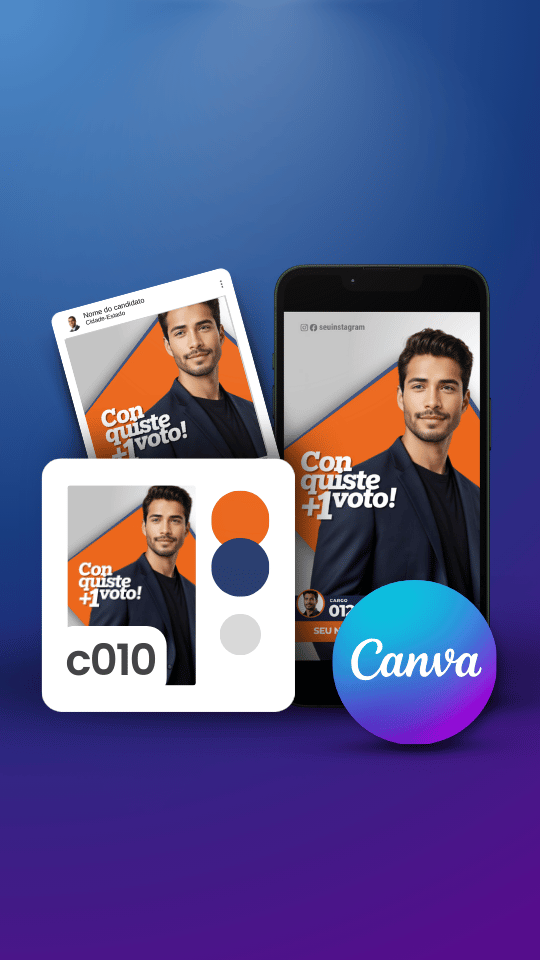 Pack Campanha Politica Eleitoral Design no Canva Templates para Redes Sociais Instagram Reels Kit Político Partido Novo Solidariedade Laranja e Azul