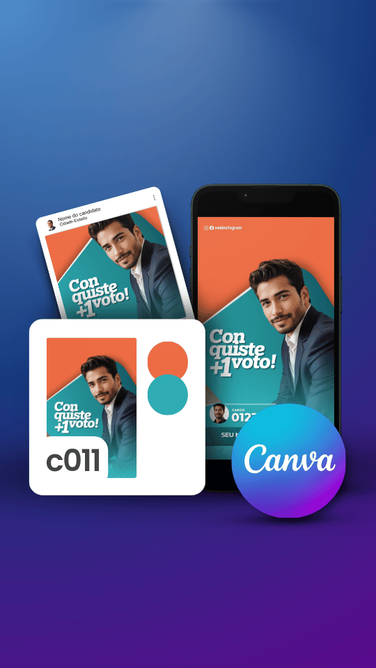 Pack Campanha Politica Eleitoral Design no Canva Templates para Redes Sociais Instagram Reels Kit Político Partido Pros Laranja e Verde Turquesa