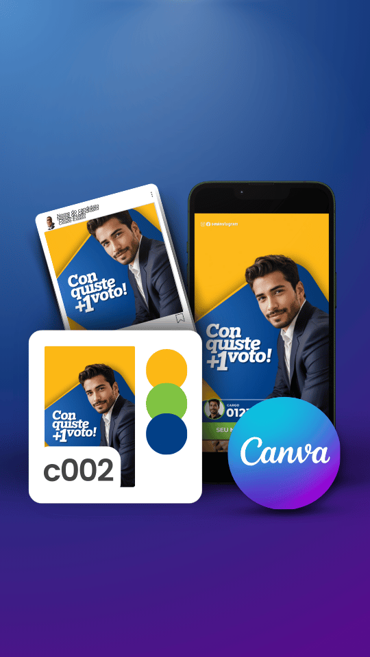 Kit Político Pack Campanha Politica Eleitoral de Design no Canva Templates para Redes Sociais Verde, Azul e Amarelo