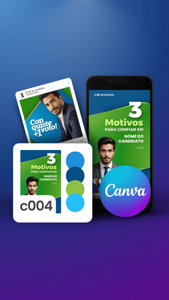 Kit Político Pack Campanha Politica Eleitoral de Design no Canva Templates para Redes Sociais, azul e Verde Democratas