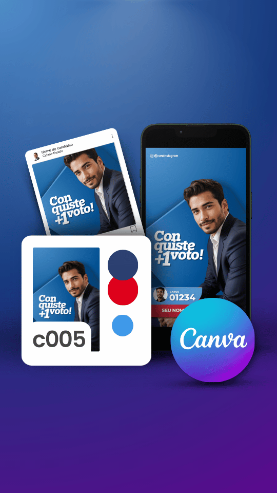 Kit Político Pack Campanha Politica Eleitoral de Design no Canva Templates para Redes Sociais, azul e vermelho