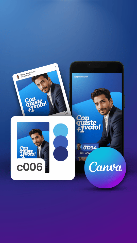 Kit Político Pack Campanha Politica Eleitoral de Design no Canva Templates para Redes Sociais, Azul Progressistas