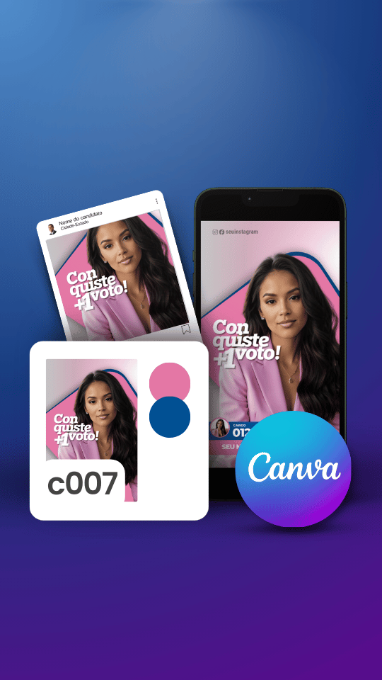 Pack Campanha Politica Eleitoral Design Completo Canva Criativos Instagram e Facebook KitPolitico Partidos de Mulherer PLMulher Democratas Mulher PRTB Mulher Rosa e Azul