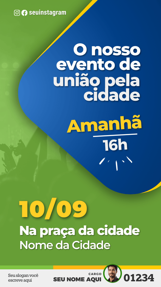 Kit Político Pack Campanha Politica Eleitoral de Design no Canva Templates para Redes Sociais Verde, Azul e Amarelo PSD