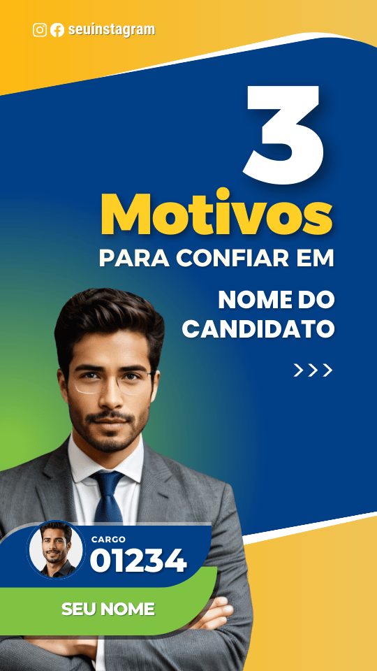 Kit Político Pack Campanha Politica Eleitoral de Design no Canva Templates para Redes Sociais Verde, Azul e Amarelo PSD