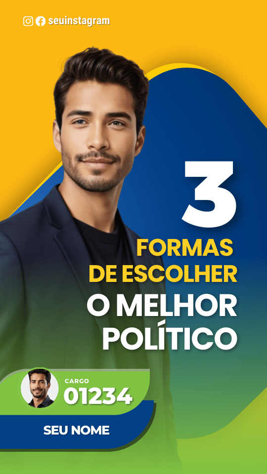 Kit Político Pack Campanha Politica Eleitoral de Design no Canva Templates para Redes Sociais Verde, Azul e Amarelo PSD